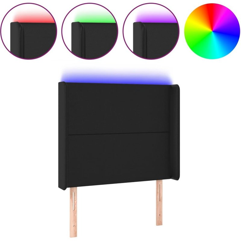 Vidaxl TĂȘte De Lit Ă Led Noir 93x16x118/128 Cm Similicuir