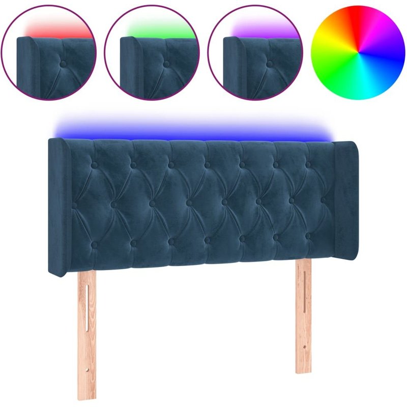 Vidaxl TĂȘte De Lit Ă Led Bleu FoncĂ© 103x16x78/88 Cm Velours