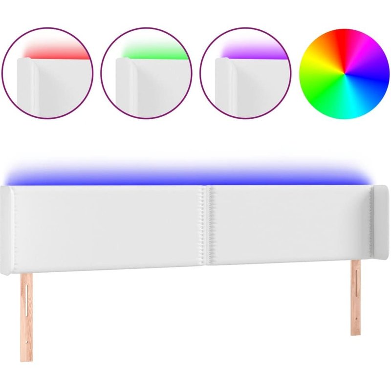 Vidaxl TĂȘte De Lit Ă Led Blanc 183x16x78/88 Cm Similicuir