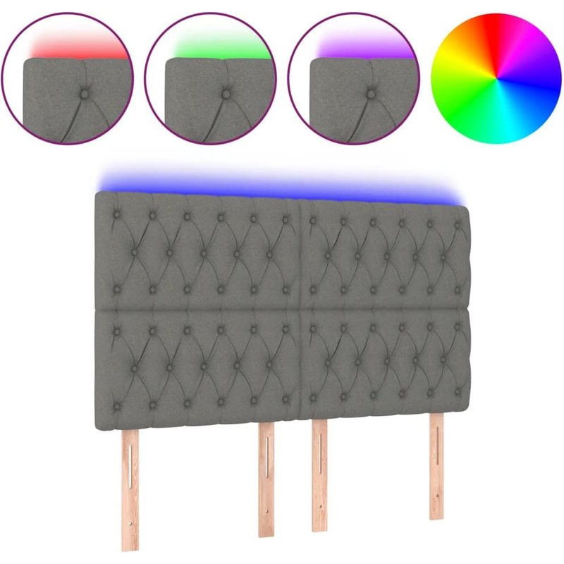 Vidaxl TĂȘte De Lit Ă Led Gris FoncĂ© 160x7x118/128 Cm Tissu
