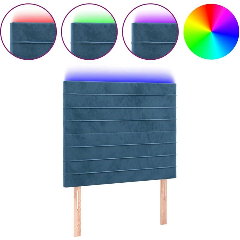 Vidaxl TĂȘte De Lit Ă Led Bleu FoncĂ© 90x5x118/128 Cm Velours