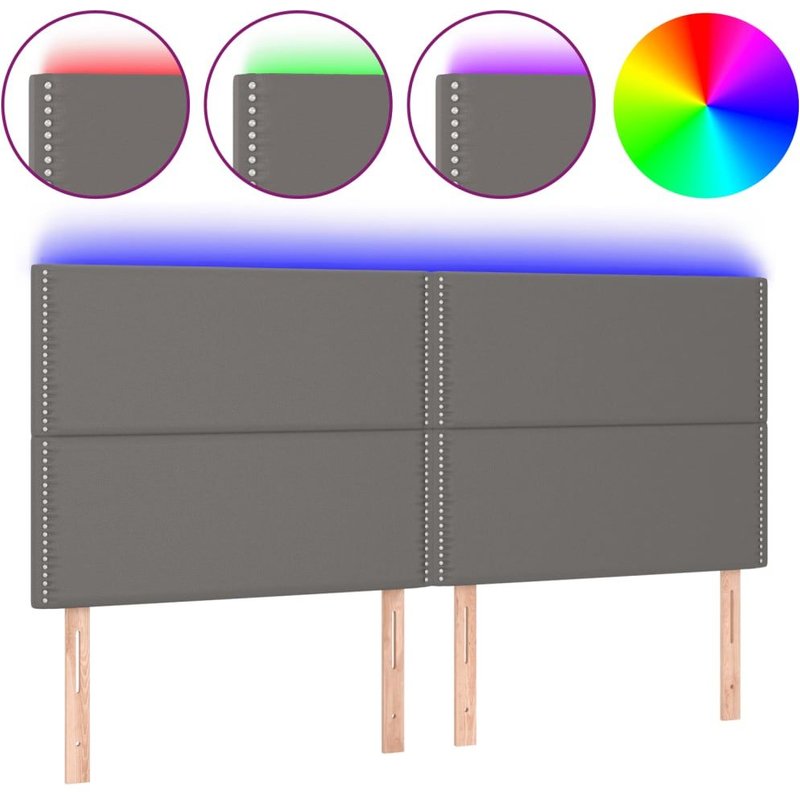 Vidaxl Tête De Lit À Led Gris 180x5x118/128 Cm Similicuir