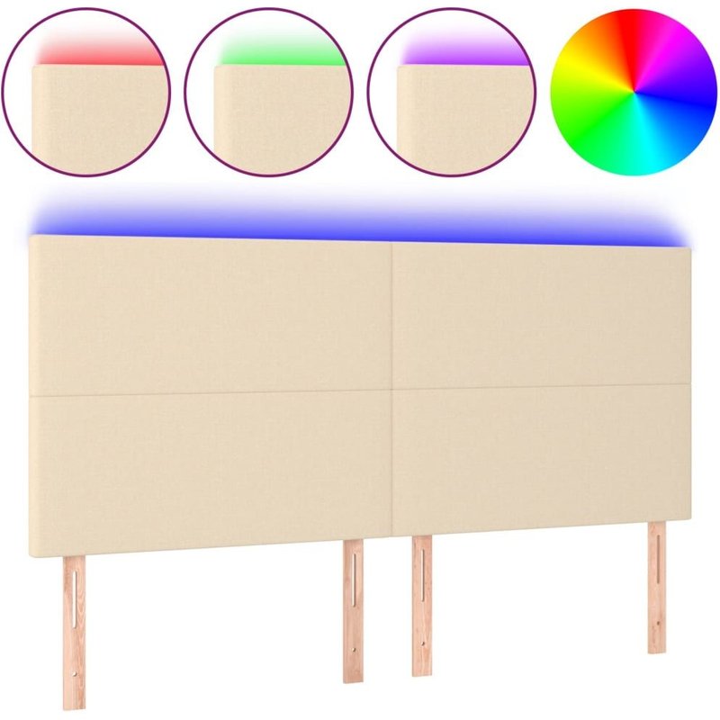 Vidaxl TĂȘte De Lit Ă Led CrĂšme 200x5x118/128 Cm Tissu
