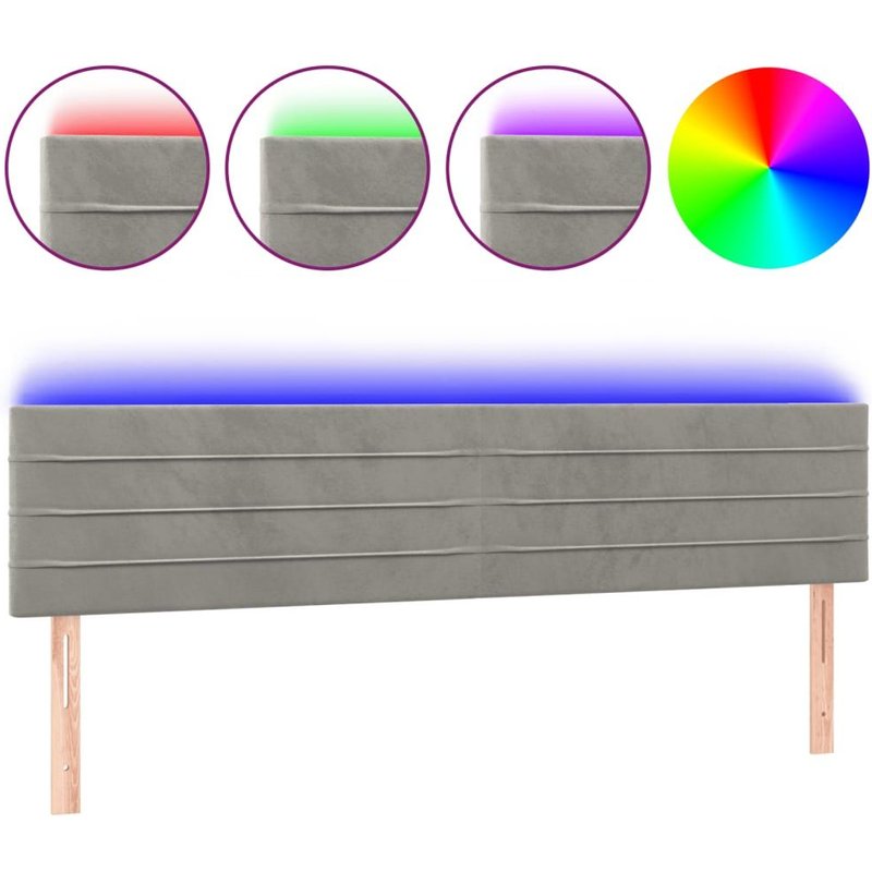 Vidaxl Tête De Lit À Led Gris Clair 180x5x78/88 Cm Velours