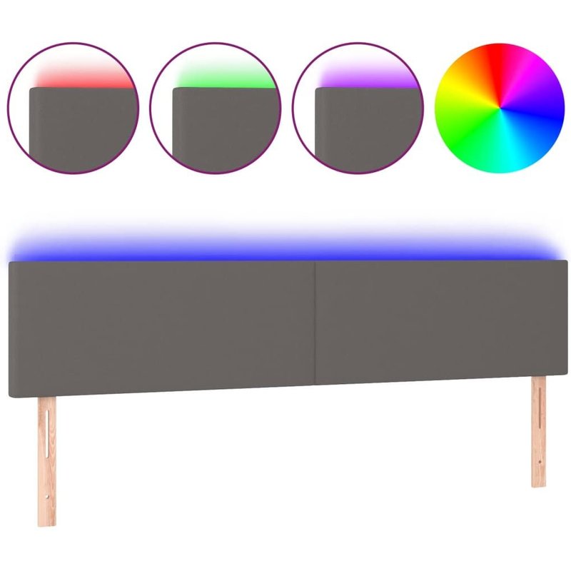 Vidaxl Tête De Lit À Led Gris 180x5x78/88 Cm Similicuir