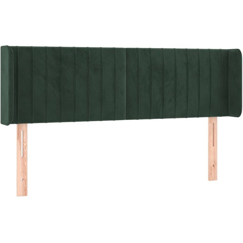 Vidaxl TĂȘte De Lit Avec Oreilles Vert FoncĂ© 147x16x78/88 Cm Velours