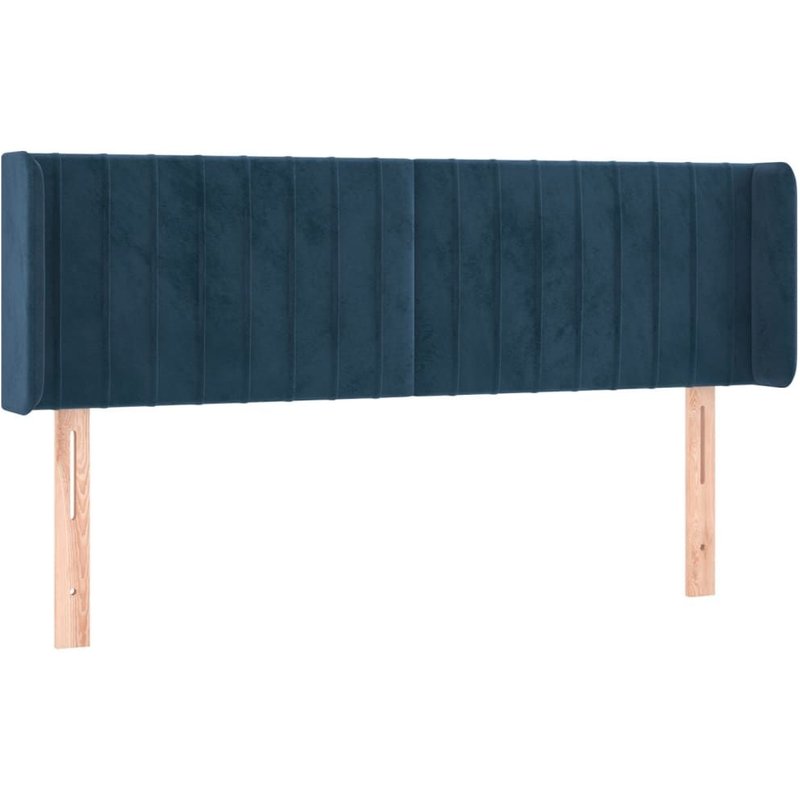 Vidaxl Tête De Lit Avec Oreilles Bleu Foncé 147x16x78/88 Cm Velours