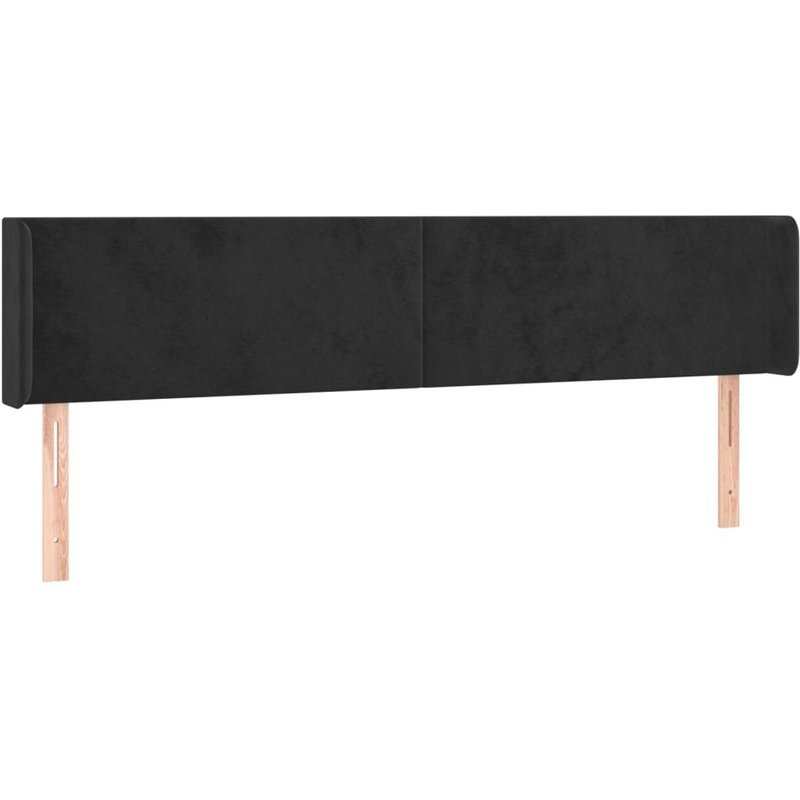 TĂȘte De Lit Avec Oreilles En Velours Noir, Hauteur RĂ©glable 163 X 16 X 78/88 Cm