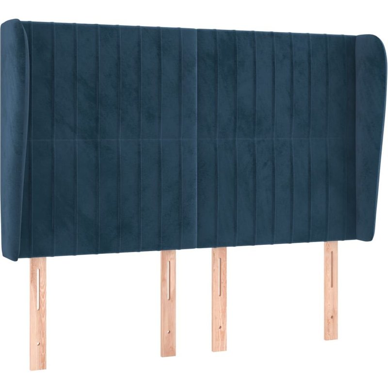 Vidaxl TĂȘte De Lit Avec Oreilles Bleu FoncĂ© 147x23x118/128 Cm Velours