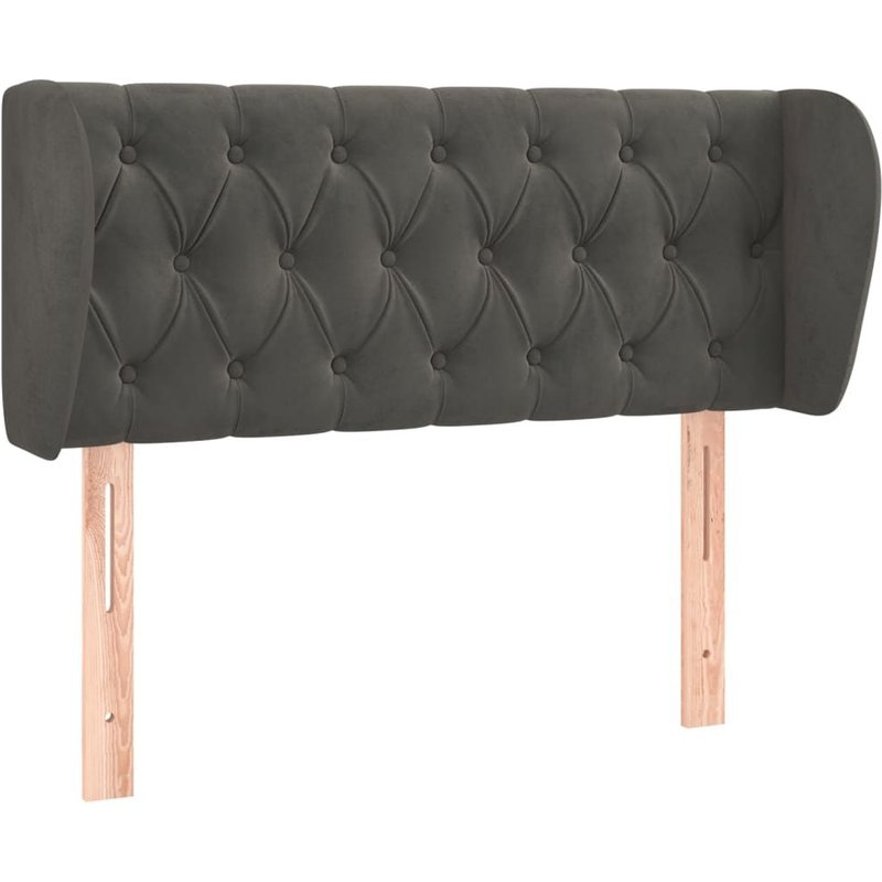 Vidaxl TĂȘte De Lit Avec Oreilles Gris FoncĂ© 103x23x78/88 Cm Velours