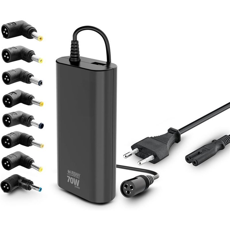 Chargeur et câble d'alimentation PC Urban Factory CHARGEUR UNIVERSEL PC 70W NOIR