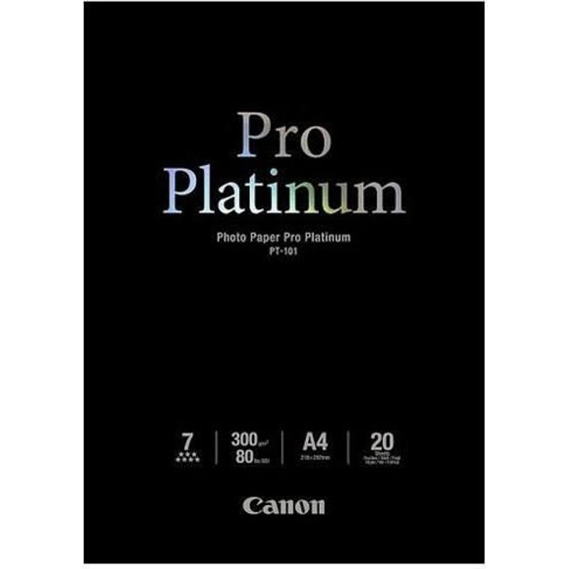 Canon Photo Paper Pro Platinum - Papier photo - A4 (210 x 297 mm) - 300 g/m² - 20 feuille(s) - pour Pixma iP3600, MP240, MP480, MP620, MP980