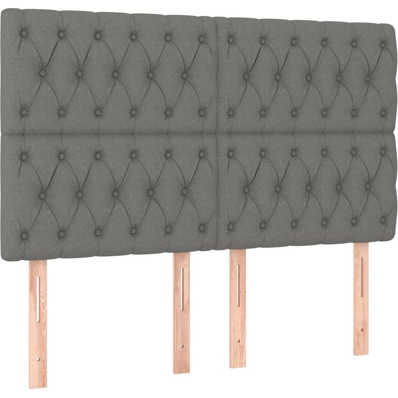 Vidaxl TĂȘtes De Lit 4 Pcs Gris FoncĂ© 80x7x78/88 Cm Tissu