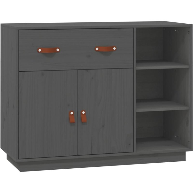 Vidaxl Buffet Gris 98,5x40x75 Cm Bois Massif De Pin