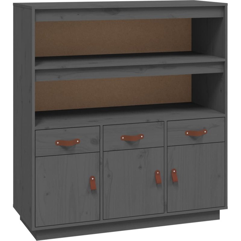 Vidaxl Buffet Haut Gris 100x40x108,5 Cm Bois Massif De Pin