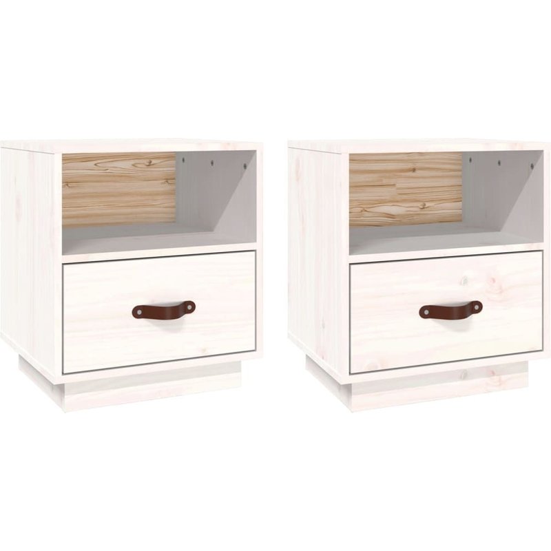 Vidaxl Tables De Chevet 2 Pcs Blanc 40x34x45 Cm Bois De Pin Massif
