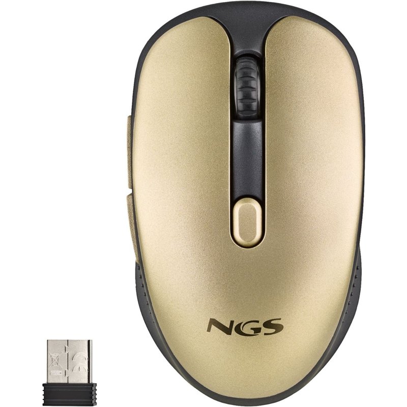 NGS Evo - Souris - rechargeable - pour droitiers - optique - 6 boutons - sans fil - 2.4 GHz - récepteur sans fil USB - or rouillé - boîte de suspension