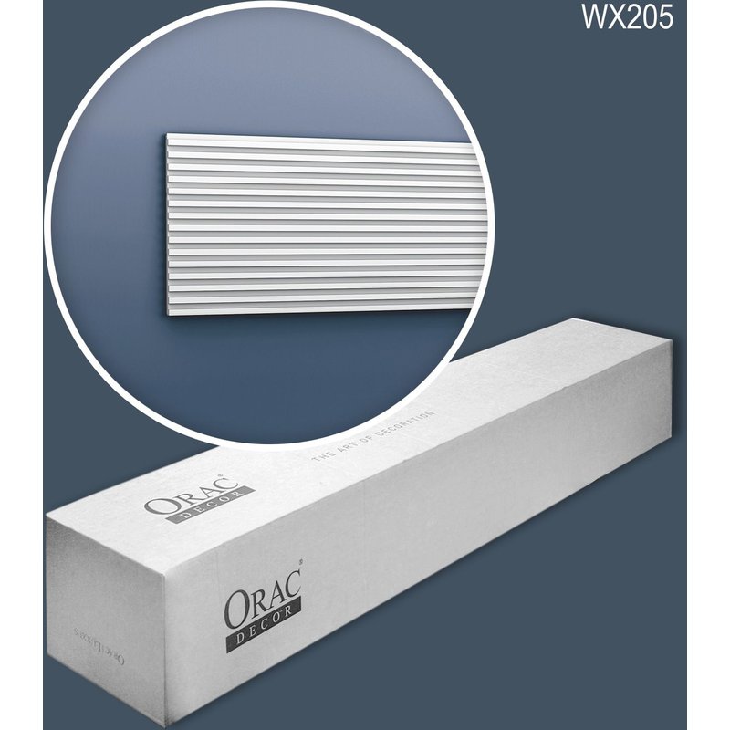 Orac Decor WX205-box MODERN TRACK1 carton 10 pièces 3d panneau mural Moulure en stuc utilisable en double face un seul côté est prétraité design moderne blanc 20 m