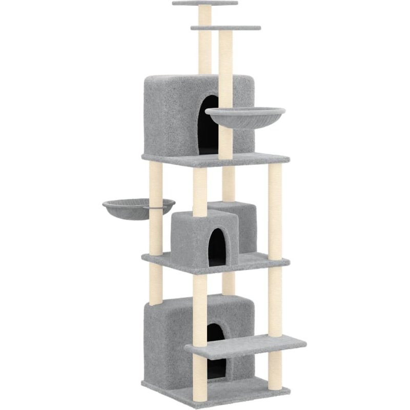 Vidaxl Arbre À Chat Avec Griffoirs En Sisal Gris Clair 180 Cm