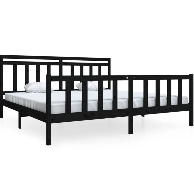 Vidaxl Cadre De Lit Noir Bois Massif 200x200 Cm