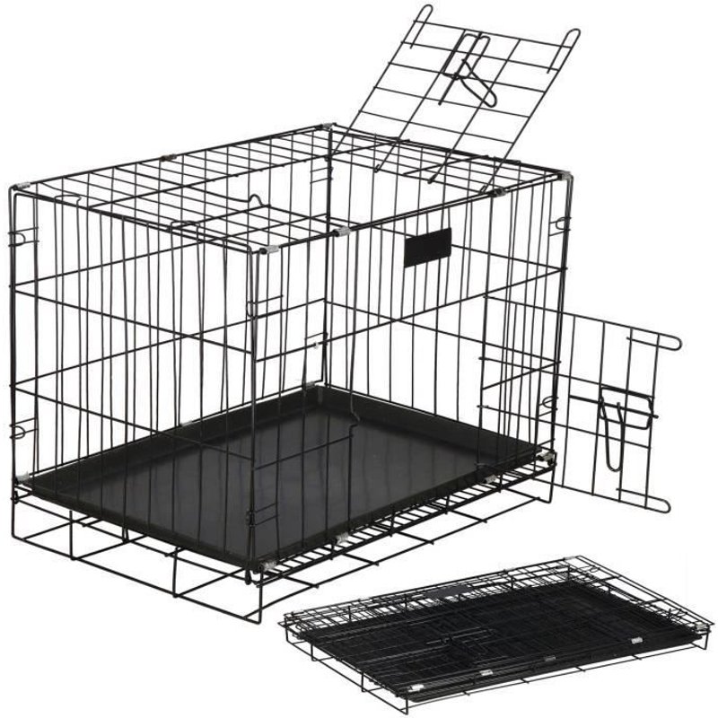 Springos® Cage De Transport Pour Chien 60 X 50 X 42 Cm, 2 Portes, Pliable, Transportable, Caisse De Transport En Métal