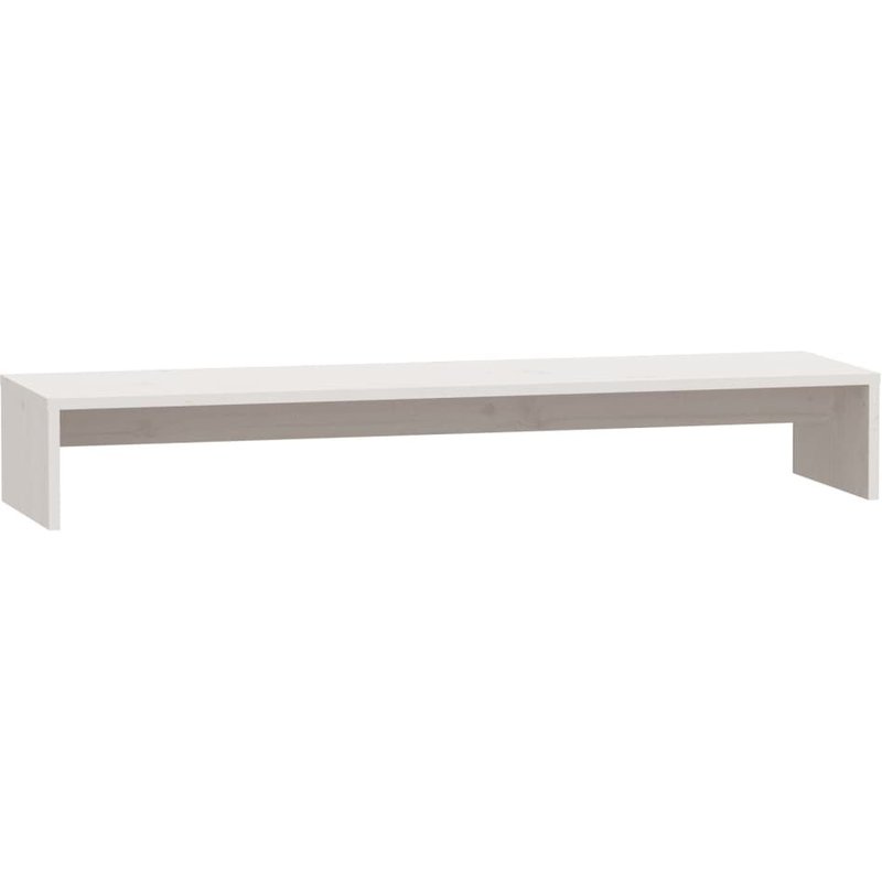 Vidaxl Support De Moniteur Blanc 100x27x15 Cm Bois De Pin Solide