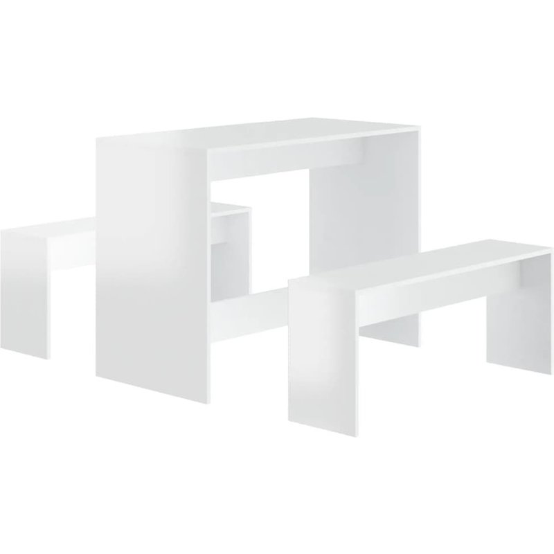 Vidaxl Ensembles De Salle À Manger 3 Pcs Blanc Brillant Aggloméré