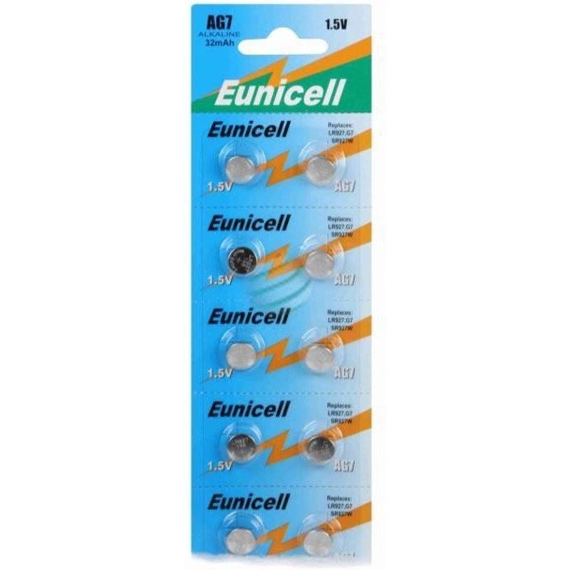 Eunicell lot de 10 piles alcaline AG7 G7 LR927,395 1,55V