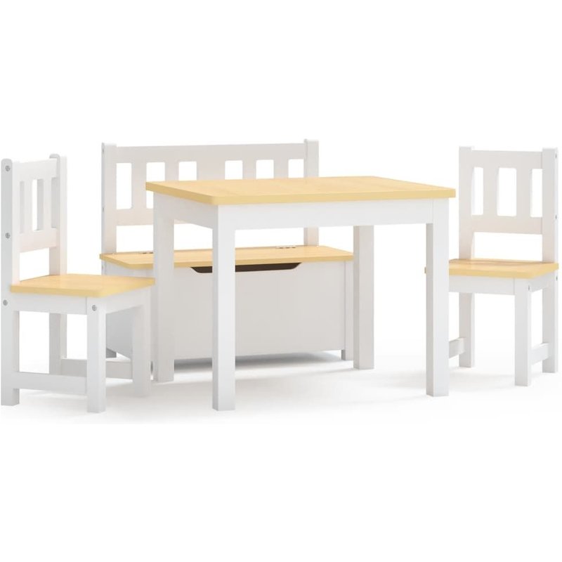Vidaxl Ensemble De Table Et Chaises Enfants 4 Pcs Blanc Et Beige Mdf