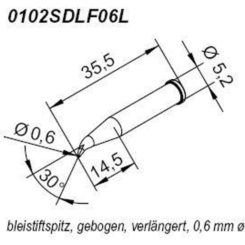 Ersa Panne à souder Forme pointue courbe allongée pour i-Tool 0,6mm