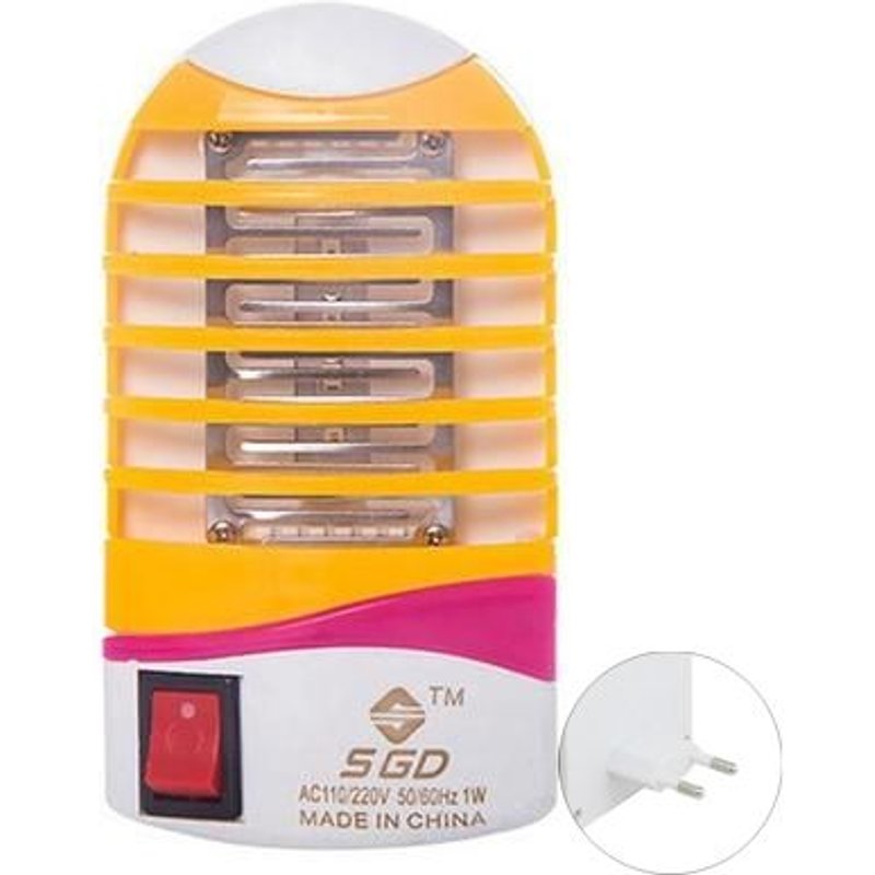 Lampe anti-moustiques électrique, 1W, 110V, 220V, 2 pièces/lot, mini veilleuse UV, anti-insectes, anti-insectes, prise UE YELLOW