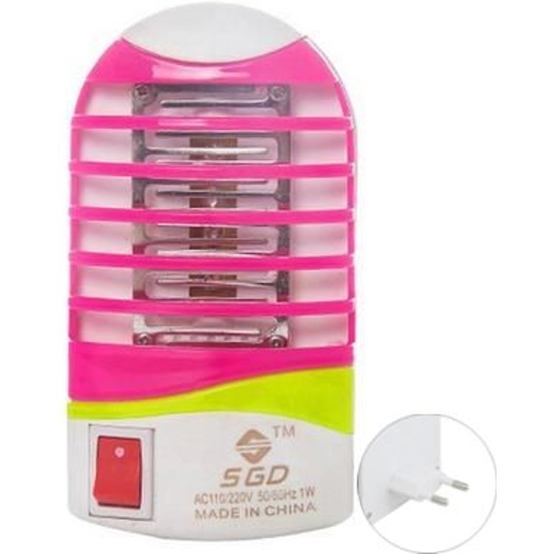 Lampe anti-moustiques électrique, 1W, 110V, 220V, 2 pièces/lot, mini veilleuse UV, anti-insectes, anti-insectes, prise UE Rouge