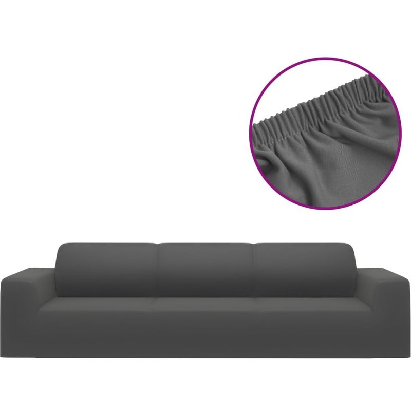 Vidaxl Housse Extensible Canapã© 4places Anthracite Jersey De Polyester