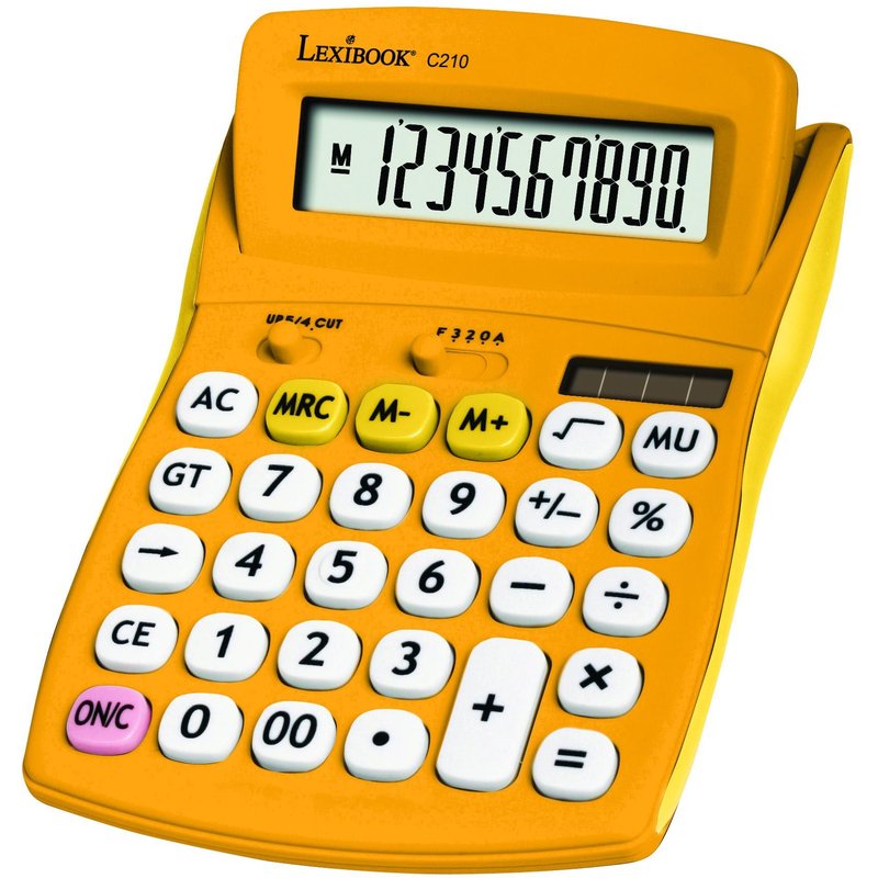 Calculatrice de Bureau jaune 10 Chiffres avec Écran à Angle Ajustable et Finition Rubber