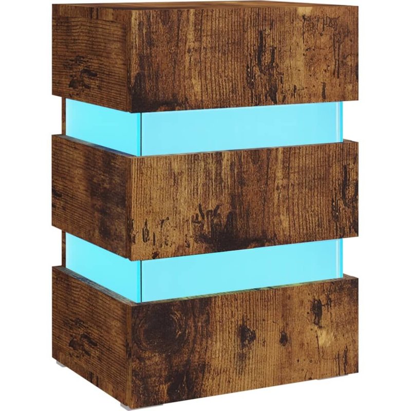 Vidaxl Table De Chevet Ă Led ChĂȘne FumĂ© 45x35x67 Cm AgglomĂ©rĂ©