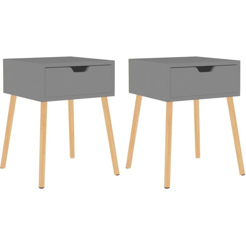 Vidaxl Tables De Chevet 2 Pcs Gris 40x40x56 Cm Aggloméré