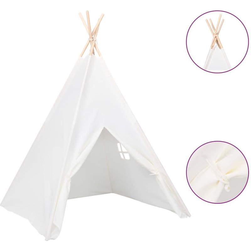 Vidaxl Tente Tipi D'enfants Avec Sac Peau De PĂȘche Blanc 120x120x150cm
