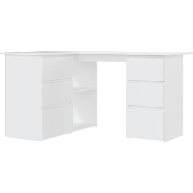 Vidaxl Bureau D'angle Blanc 145x100x76 Cm Aggloméré