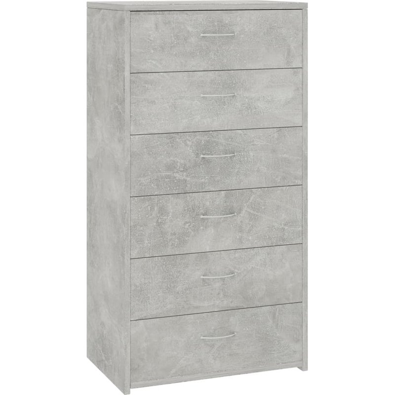 vidaXL Buffet avec 6 tiroirs Gris béton 50x34x96 cm Aggloméré