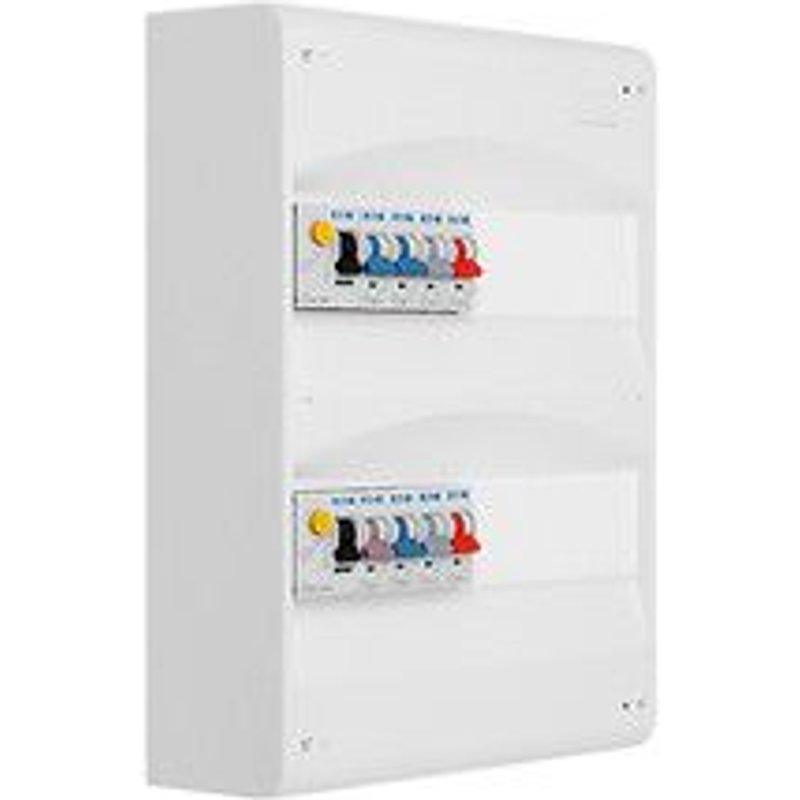 Tableau 2 rangées pré-équipé 2 inter. diff. 40A + 8 disjoncteurs-EATON