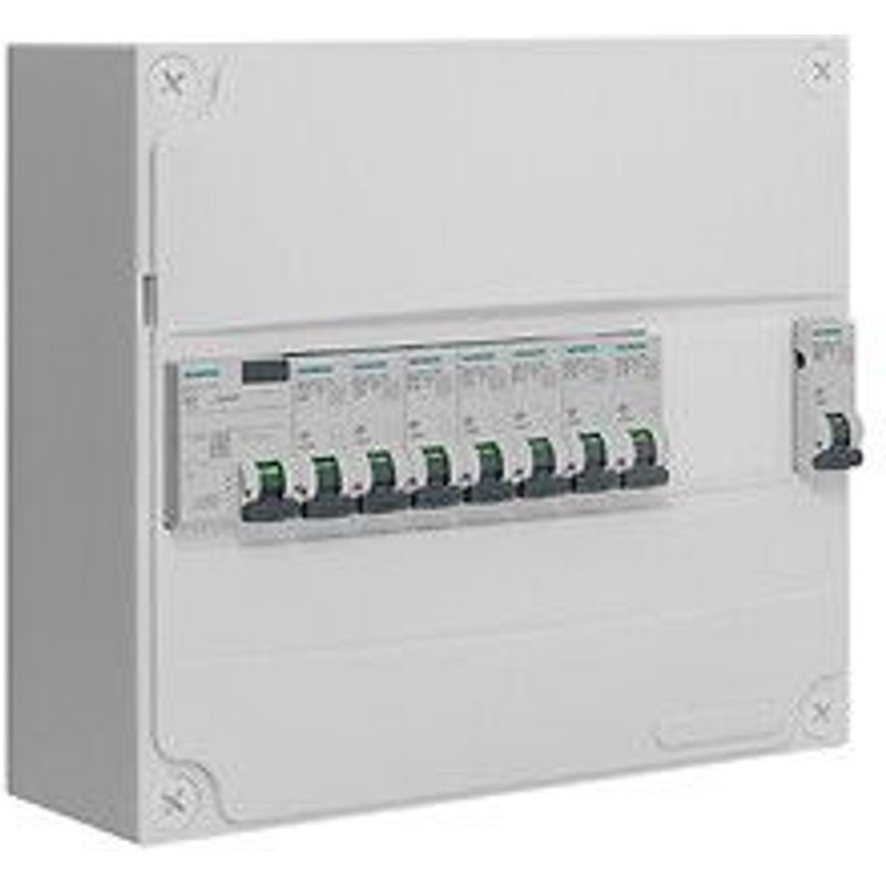 Tableau 1 rangée pré-équipé 1 inter. diff. 40A type AC + 8 disjoncteurs-Siemens Ingenuity for Life