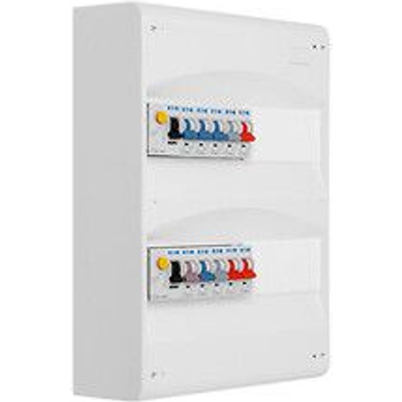 Tableau 2 rangées pré-équipé 2 inter. diff. 63A + 10 disjoncteurs-EATON