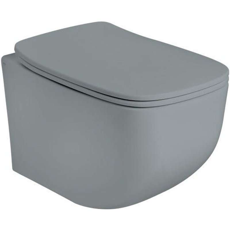 WC SUSPENDU SANS REBORD EN CÉRAMIQUE GRIS MAT MOZART