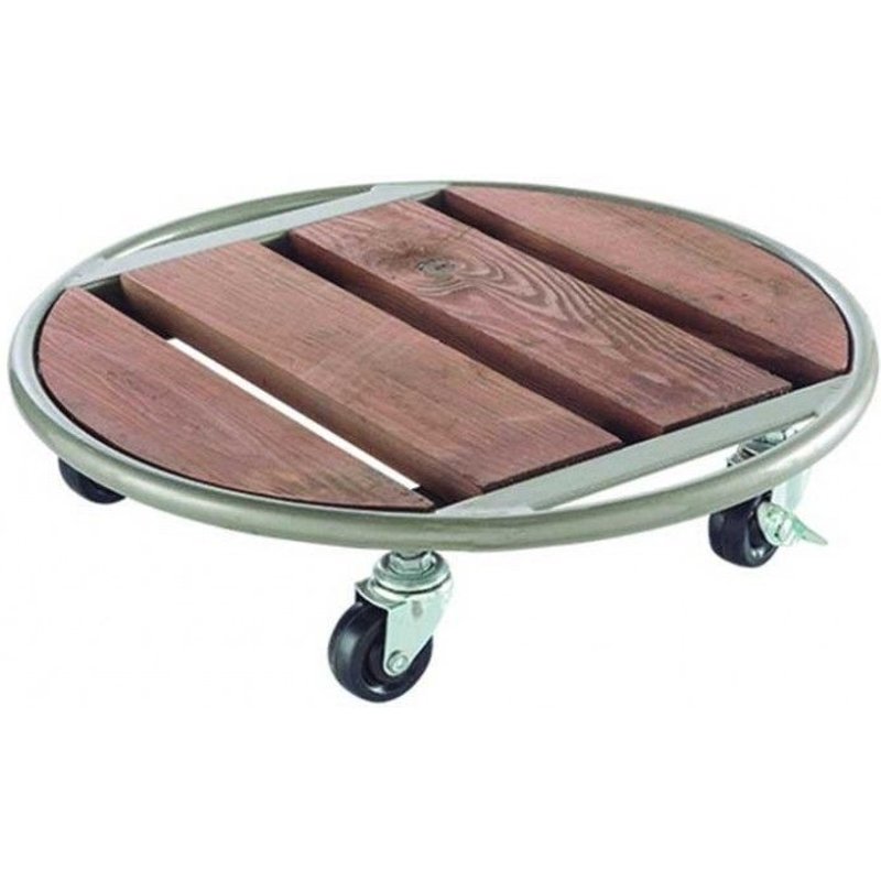 Support à roulettes bois et métal ""Flora Roll Metal Wood"" - 35 cm