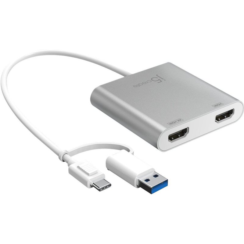 j5create JCA365 - Adaptateur vidéo - 24 pin USB-C mâle pour HDMI femelle - 20 cm - argent - support pour 4K30Hz, support pour 2K60Hz