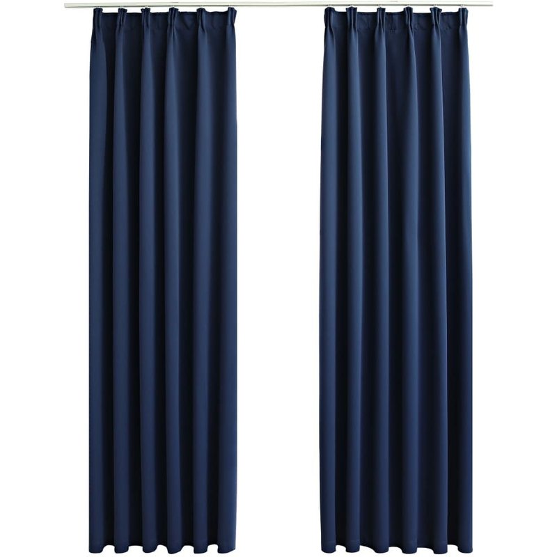 Vidaxl Rideaux Occultants Avec Crochets 2 Pcs Bleu 140x225 Cm
