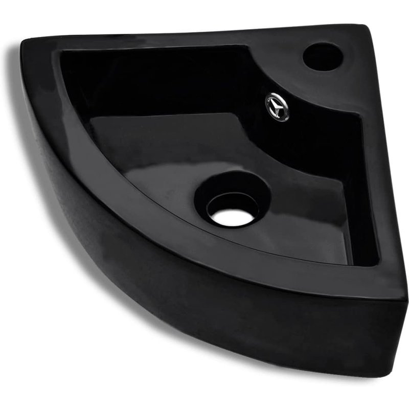 Vasque à trou de trop-plein/robinet céramique Noir pour salle de bain