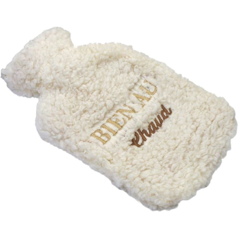 Bouillotte Écrue Avec Enveloppe En Fourrure