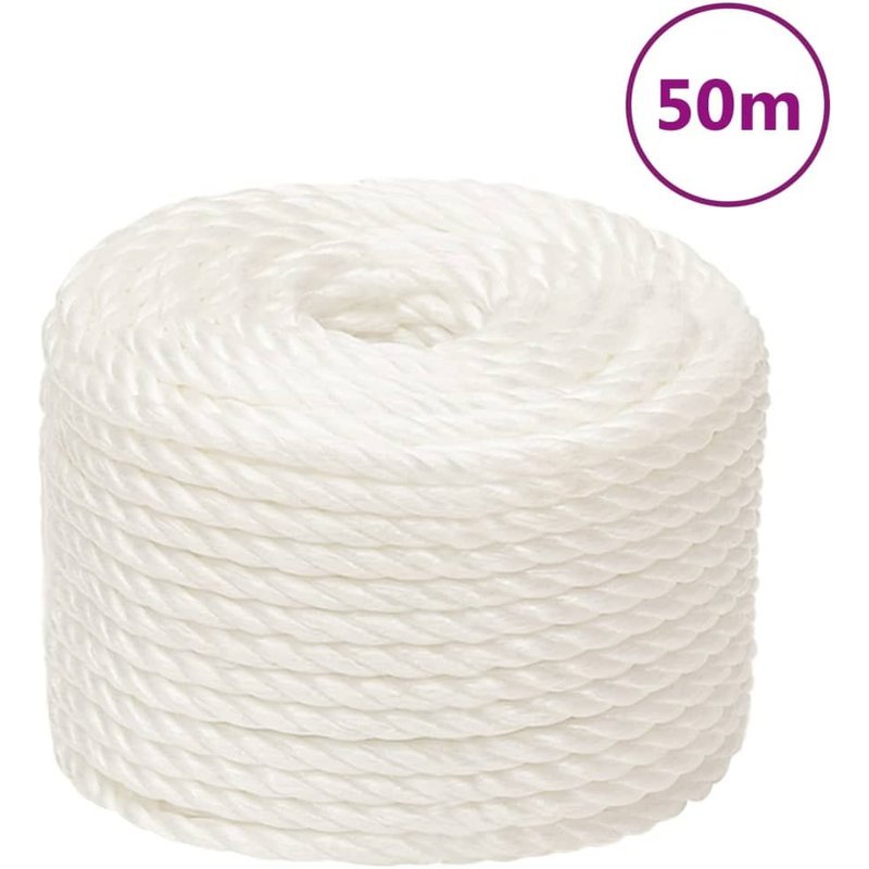 vidaXL Corde de travail Blanc 12 mm 50 m Polypropylène