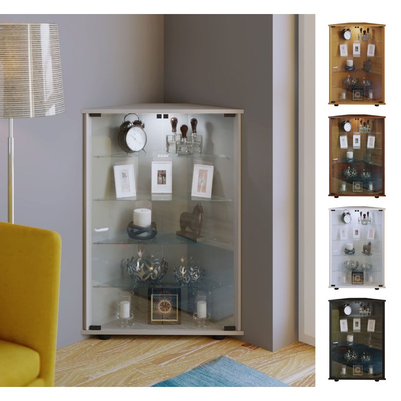 VCM Bois verre vitrine vitrine de collection en verre vitrine d'angle vitrine stand Vecko L Bois verre vitrine vitrine de collection en verre vitrine d'angle vitrine stand Vecko L